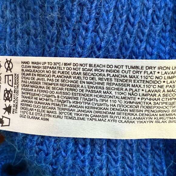 MNG Mock Neck Knit Sweater Pullover Women's Small Blue Chunky Oversized Comfy - Picture 13 of 14